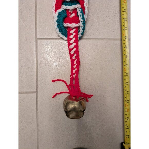 Vintage Handmade Christmas Wall Décor Set (Plastic Canvas JOY + Crocheted Santa) - Picture 5 of 8